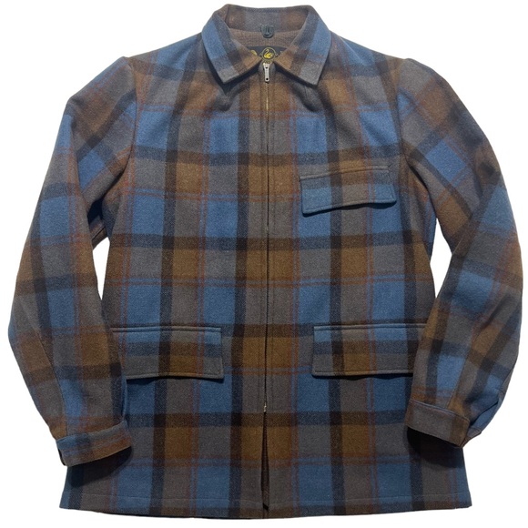 Swanndri vintage Medium wool Buffalo plaid coat men’s 1960s blue - Picture 1 of 10